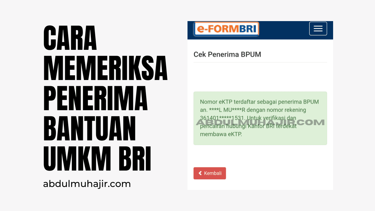 Cara Cek Bantuan UMKM BRI Dan Cara Untuk Mencairkan Bantuan